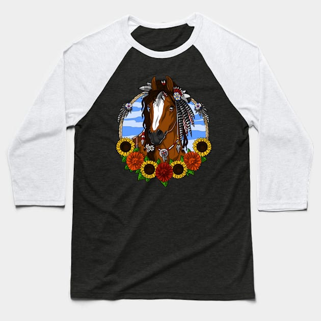 Horse Hippie Baseball T-Shirt by underheaven